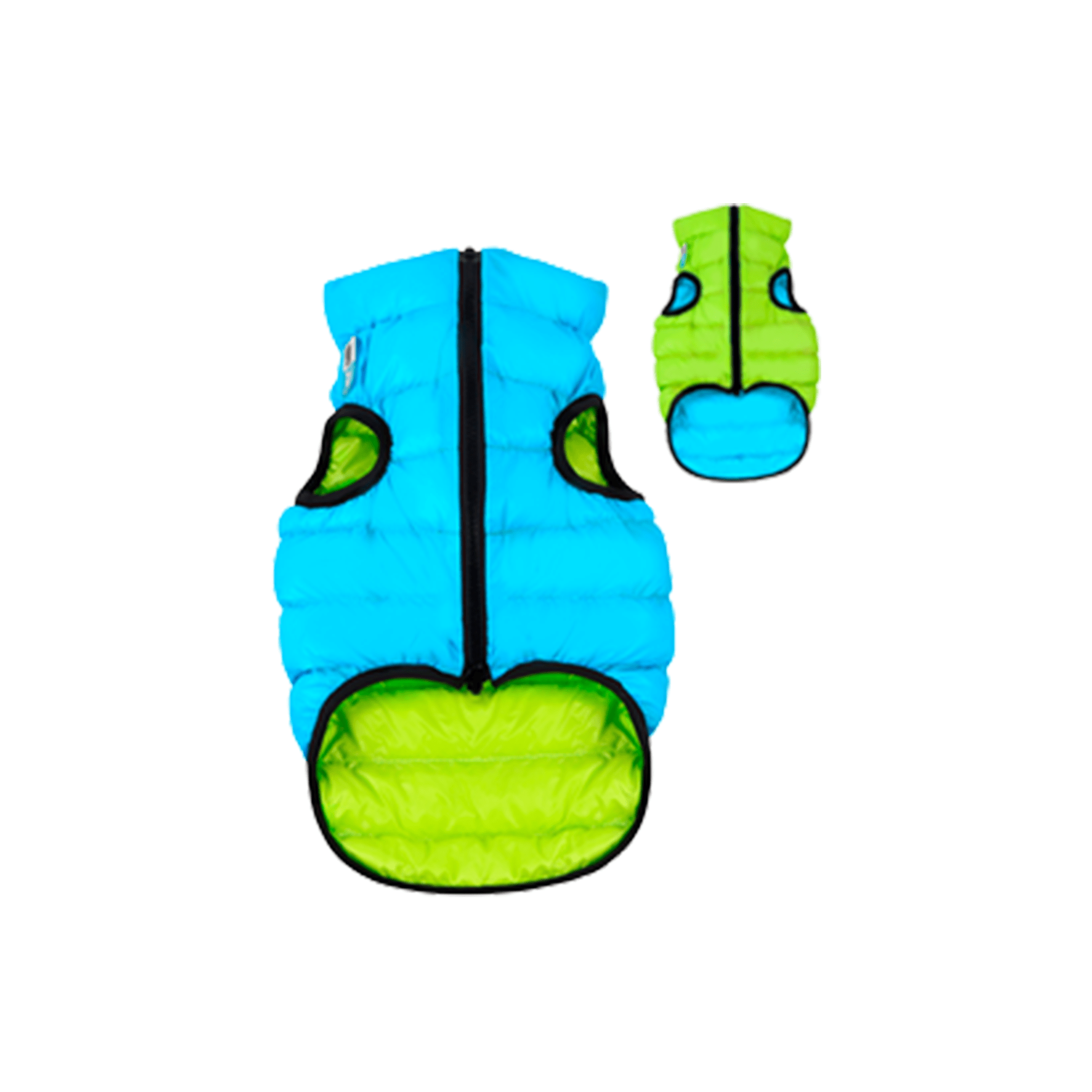 AiryVest Dog Jacket Reversible Jacket - Light Green (Glow in the dark) & Blue