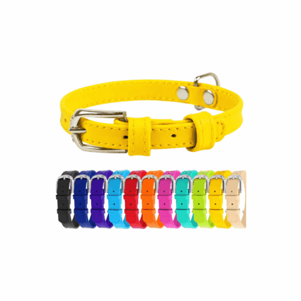 WAUDOG Soft Leather Dog Collar - Dog Collars for Small Medium Large Dogs Puppy - Handmade with Real Genuine Leather - Glamour Plus