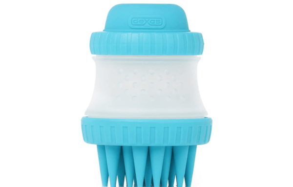 Dexas Popware for Pets ScrubBuster Silicone Dog Washing Brush with Built-in Shampoo Reservoir