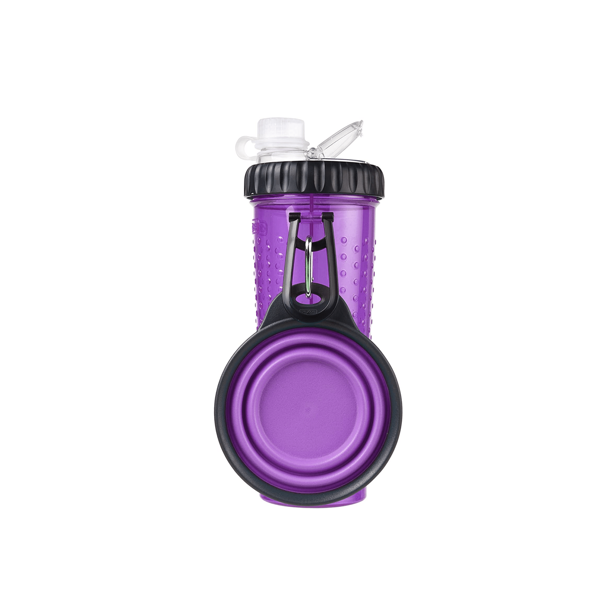 Dexas Popware for Pets Snack Duo Dual Chambered Hydration Bottle and Snack Container with Collapsible Pet Cup