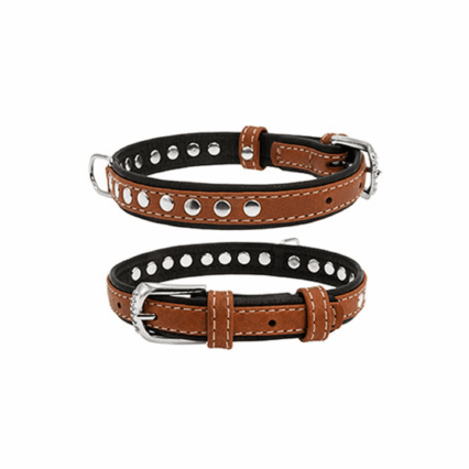 Wau Dog flat leather collar soft and discharged Medium