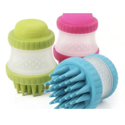 Dexas Popware for Pets ScrubBuster Silicone Dog Washing Brush with Built-in Shampoo Reservoir