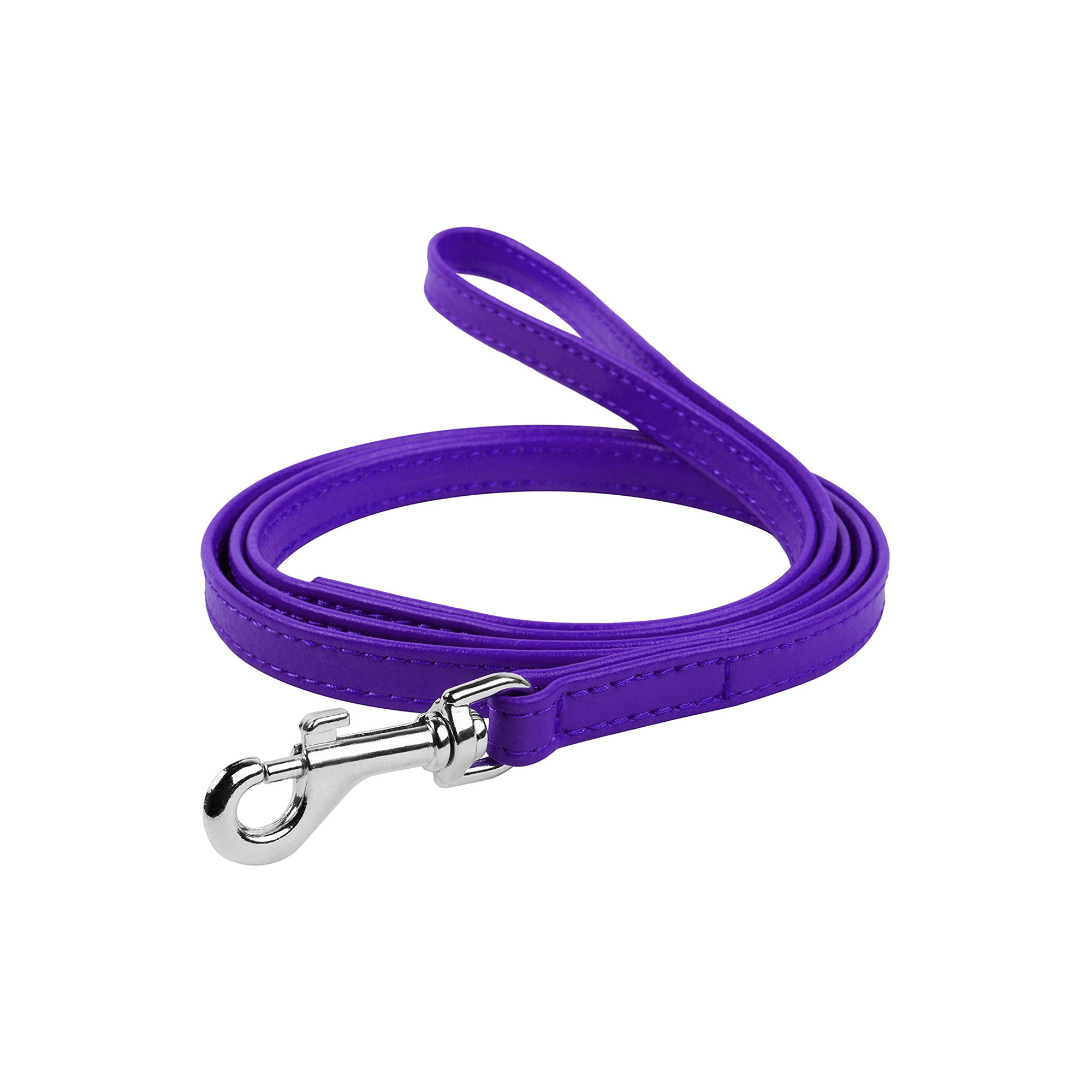 WAUDOG Leather Dog Leash 4 ft - Soft Dog Lead for Small Medium Large Dogs Puppy - Red Blue Pink Purple Green Black Pet Leashes for Outdoor Walking Running Training