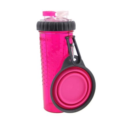 Dexas Popware for Pets Snack Duo Dual Chambered Hydration Bottle and Snack Container with Collapsible Pet Cup