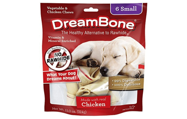 Dreambone Vegetable & Chicken Dog Chews ,Classic Six Small Bone Chews Rawhide Free Bones for Dogs, Made with Real Chicken