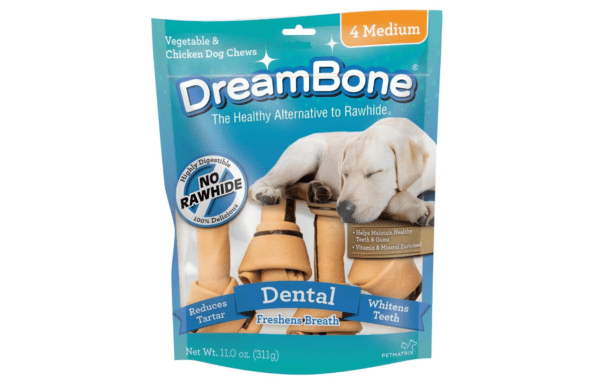 DreamBone Dental Dog Chew, Four Medium.