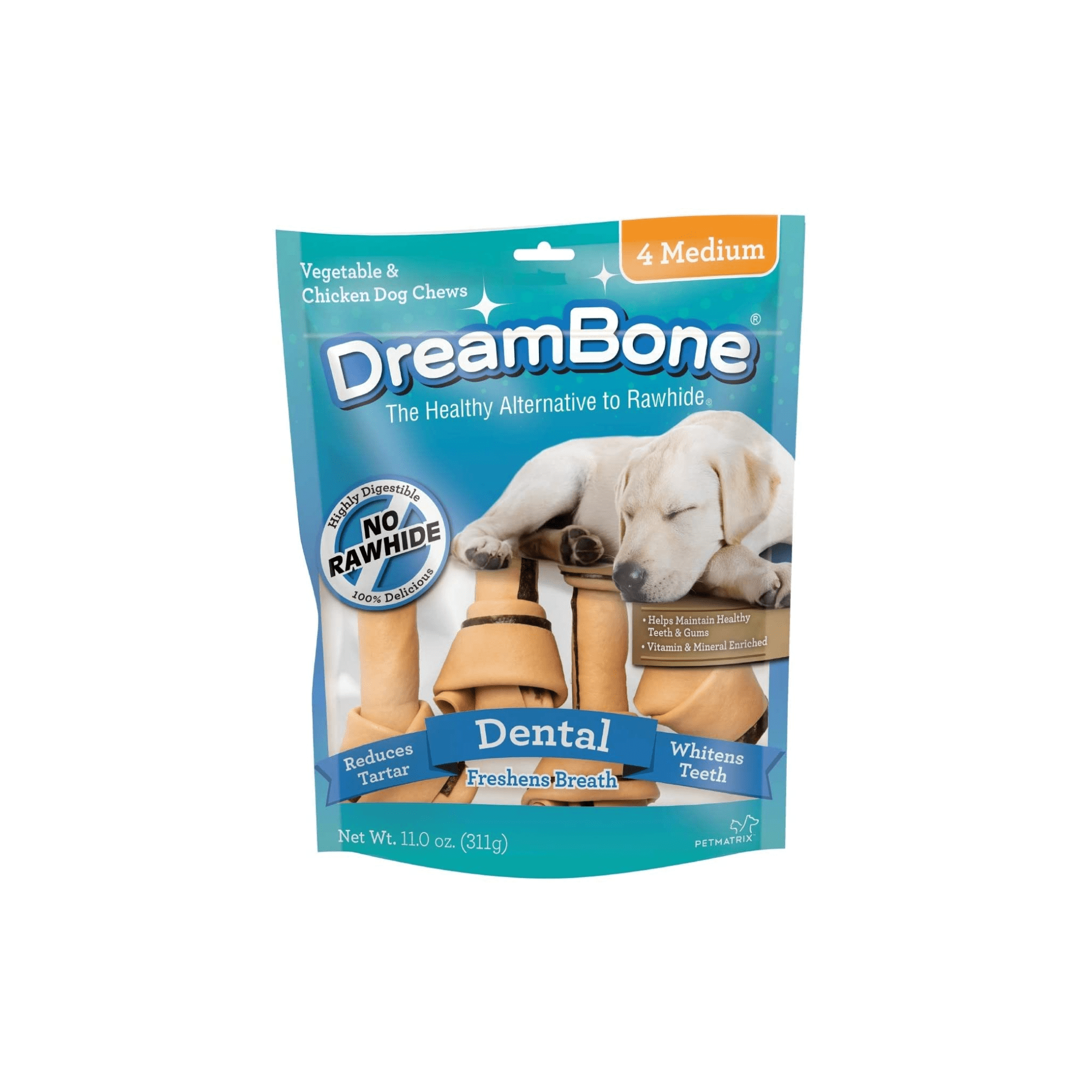 DreamBone Dental Dog Chew, Four Medium.