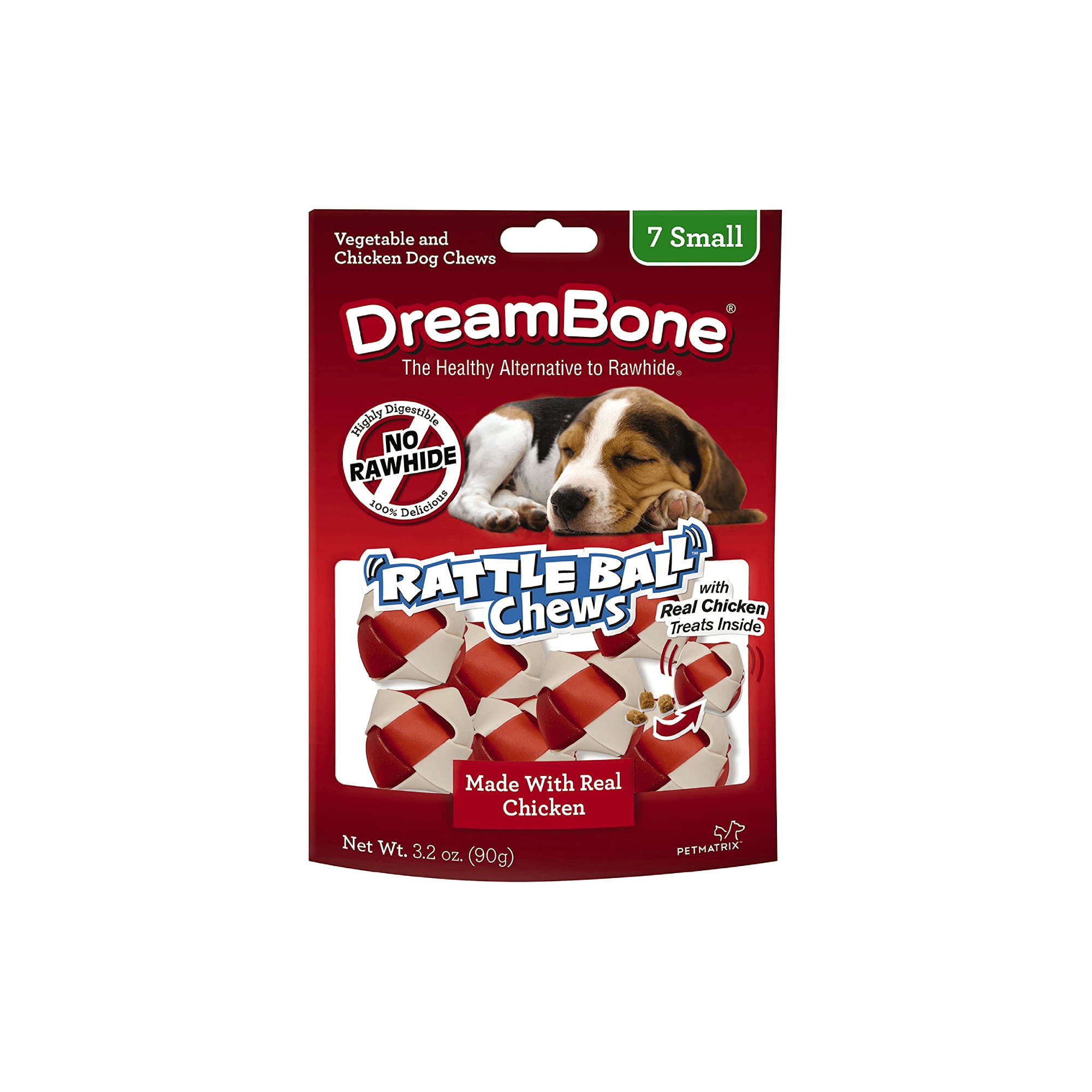 DreamBone Chicken Rattle Ball Dog Chew, Rawhide Chews