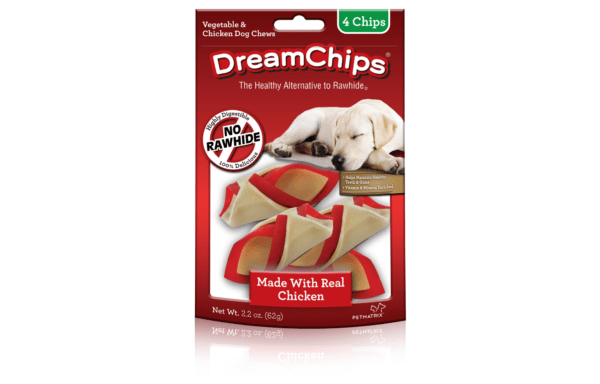 DreamBone DreamChips With Real Chicken 4 Count, Rawhide-FreeChews For Dogs