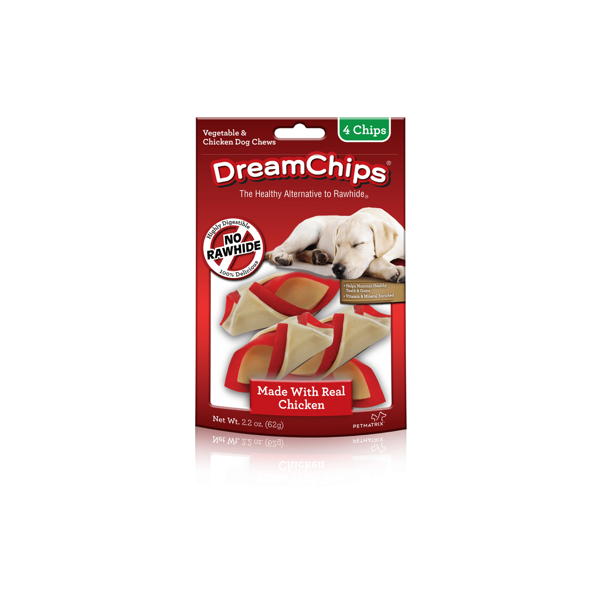 DreamBone DreamChips With Real Chicken 4 Count, Rawhide-FreeChews For Dogs