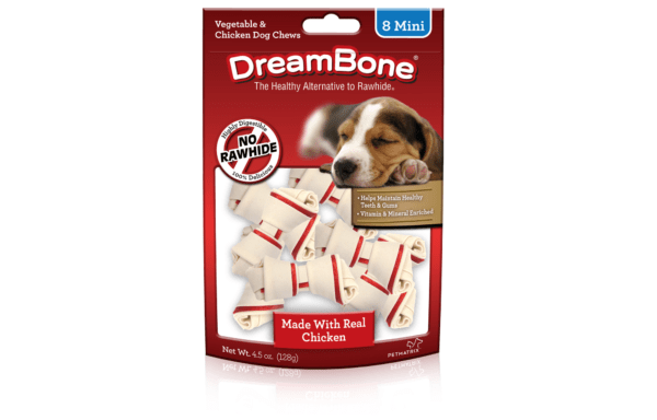 DreamBone Mini Chews With Real Chicken 8 Count, Rawhide-FreeChews For Dogs