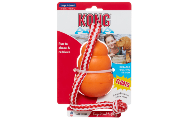 KONG Aqua Retrieval Floating Dog Toy, Orange, Large