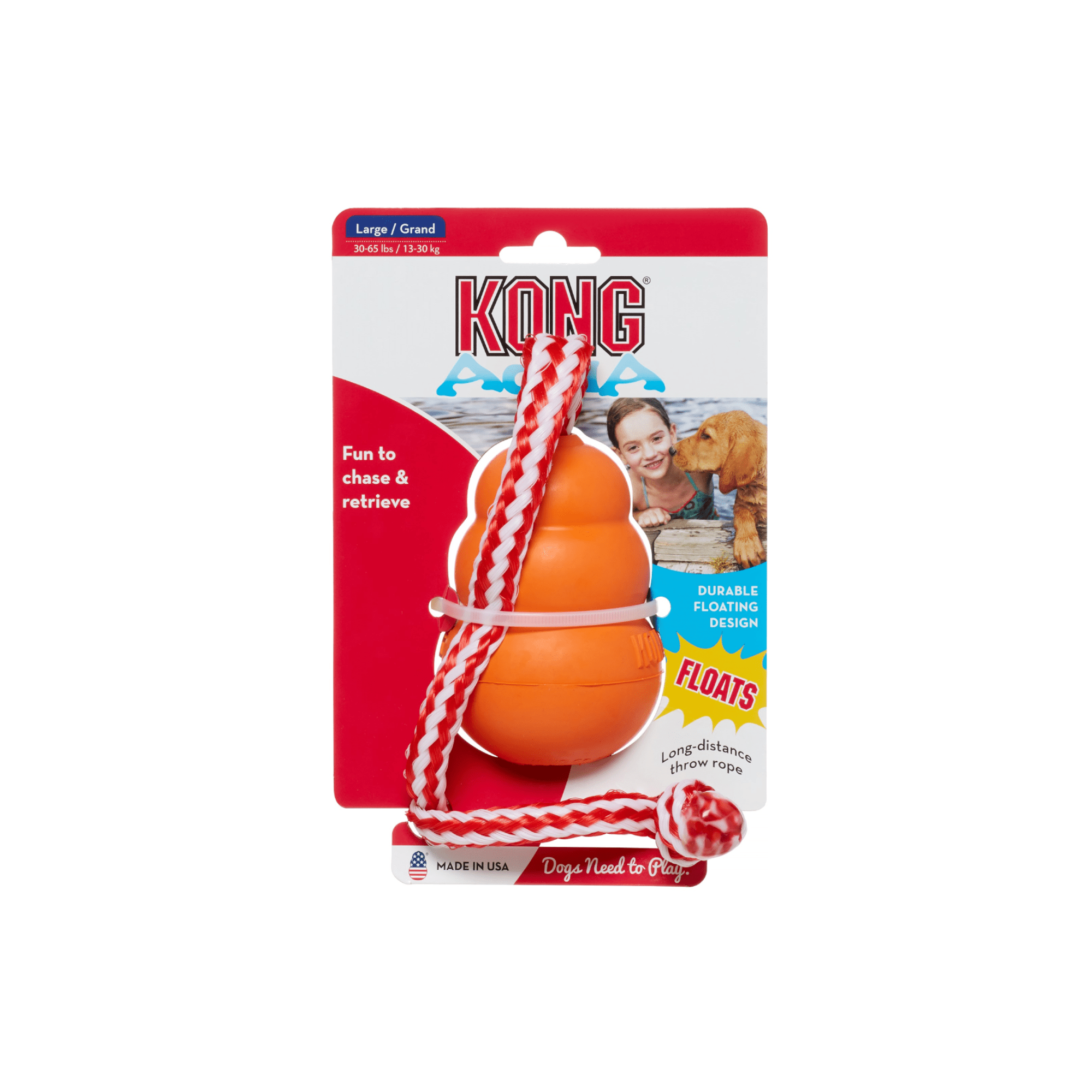 KONG Aqua Retrieval Floating Dog Toy, Orange, Large