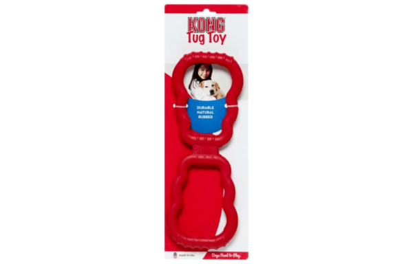 KONG Durable Natural Rubber Tug Dog Toy with Grips, Red