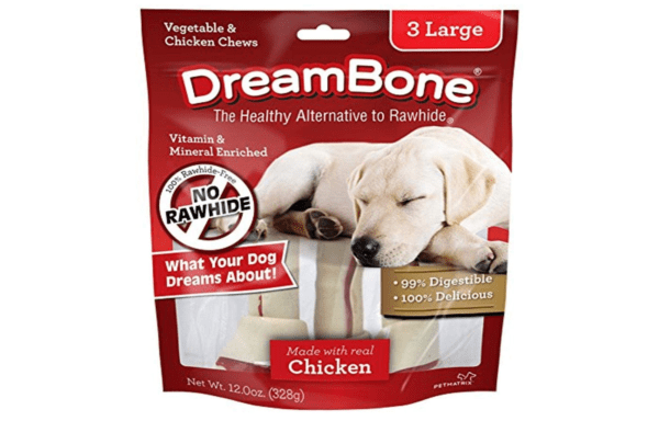 Dreambone Vegetable & Chicken Dog Chews, Classic Three Large Bone Chews, Rawhide Free Bones for Dogs, Made with Real Chicken