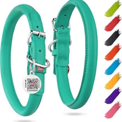 Collar Leather Necklace, Round "Glamour Necklace" Mint color