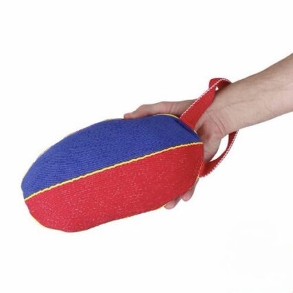 Dog Bite Tug French Linen Large Rugby Ball for Staffy Training